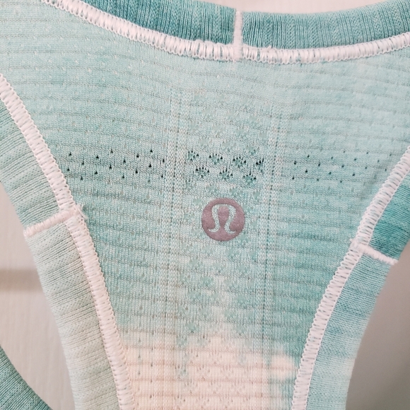 Lululemon Athletica Swity Twch Racerback Tie-Dye Tank Top - Teal & White Size 6 - Picture 3 of 4